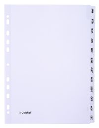 Exacompta Index Jan-Dec A4 160gsm Card White with White Mylar Tabs - MWDJ-DZ