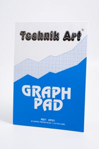 Technik Art A4 Graph Pad 1 and 5 and 10mm Blue Lines 70gsm 40 Sheets White/Blue Gridded Paper XPG1Z