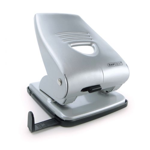 Rapesco 835 2-Hole Metal Punch 40 Sheet Silver