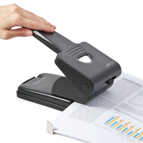 Rapesco Germ-Savvy? Antibacterial: HD865-P Heavy Duty 2-Hole Punch - Black 531563 Buy online at Office 5Star or contact us Tel 01594 810081 for assistance