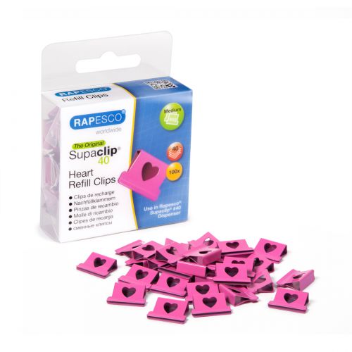 Rapesco Supaclip No.40 Refill Clips Hearts PK100