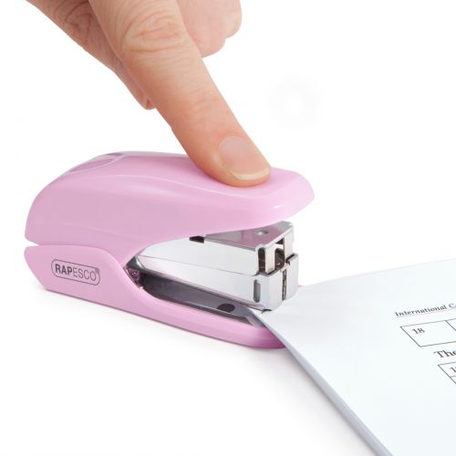 Rapesco X5 Mini Less Effort Stapler Plastic 20 Sheet Pink - 1337 29702RA Buy online at Office 5Star or contact us Tel 01594 810081 for assistance