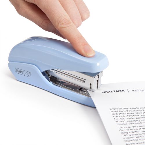 Rapesco X5-25ps Less Effort Stapler Plastic 25 Sheet Powder Blue - 1340 29814RA Buy online at Office 5Star or contact us Tel 01594 810081 for assistance