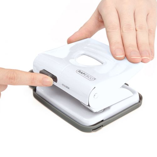 Rapesco 825 2 Hole Punch Metal 25 Sheet White - 1399 30038RA Buy online at Office 5Star or contact us Tel 01594 810081 for assistance