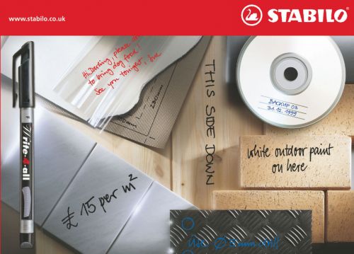 Stabilo Write-4-all Permanent Marker Pen Waterproof 0.7mm Line Black Ref 156-46 [Pack 10] 310280 Buy online at Office 5Star or contact us Tel 01594 810081 for assistance