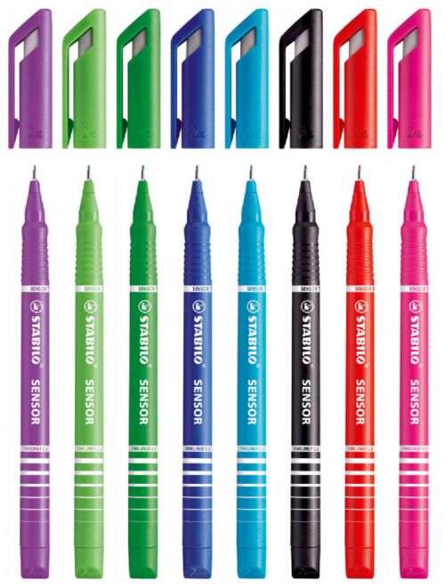 STABILO SENSOR fine Pen 0.3mm Line Assorted Colours (Wallet 8)