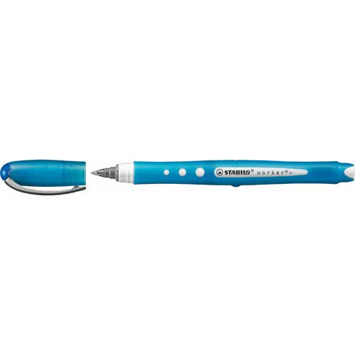 STABILO worker+ Colorful Rollerball Pen 0.5mm Line Blue (Pack 10)