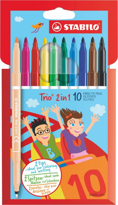 Stabilo Trio 2 in 1 Double Tipped Felt Pens PK10