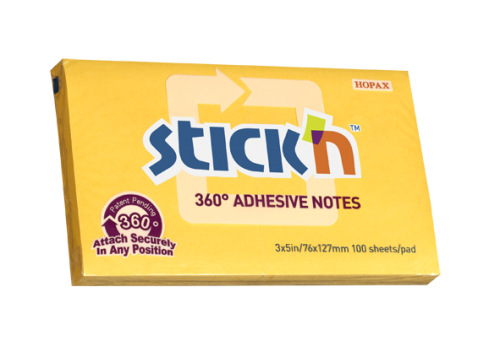 Stickn 360 Sticky Notes 76x127mm 100 Sheets Assorted Colours (Pack 12) 21793  42158HP
