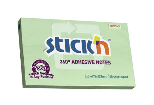 Stickn 360 Sticky Notes 76x127mm 100 Sheets Assorted Colours (Pack 12) 21793  42158HP
