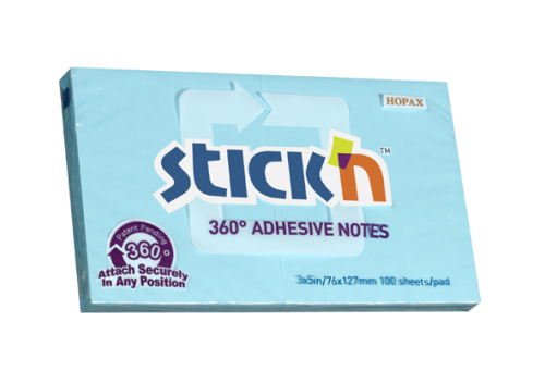Repositionable self-adhesive notes with shaped adhesive to position the note in any direction and remove easily. Lies flat to hold stronger and longer to more surfaces.