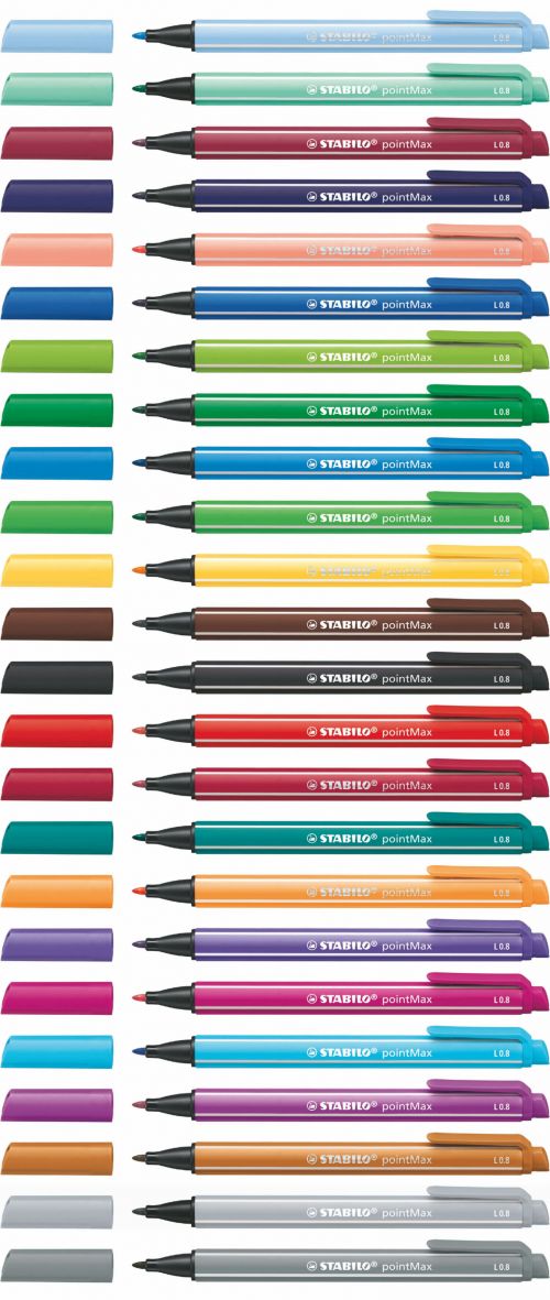 STABILO pointMax Fibre Tip Pen 0.8mm Line Assorted Colours (Wallet