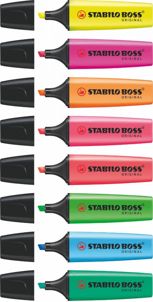 STABILO BOSS ORIGINAL Highlighter Chisel Tip 2-5mm Line Assorted Colours (Wallet 8) - 70/8