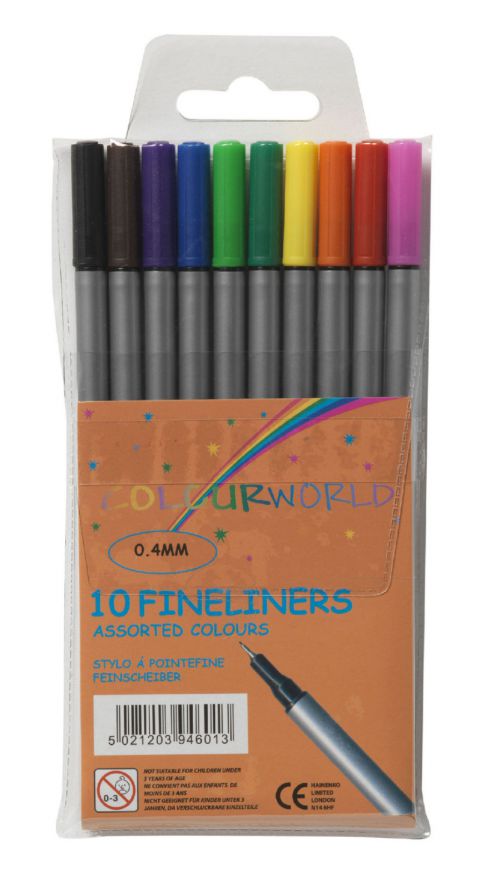 ValueX Fineliner Pen 0.4mm Line Assorted Colours (Pack 10) - 729700  18680HA