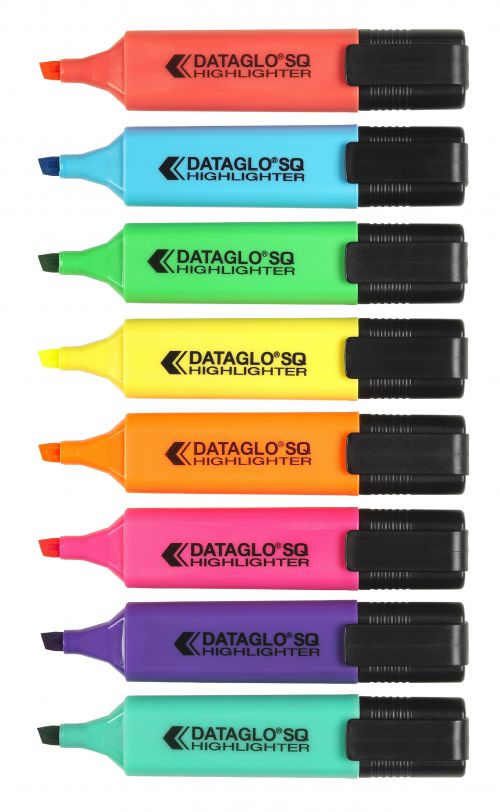 ValueX Flat Barrel Highlighter Pen Chisel Tip 1-5mm Line Assorted Colours (Pack 8)
