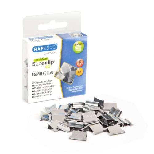 Rapesco Supaclip 40 Refill Clips Stainless Steel 40 Sheet Capacity (Pack 50)
