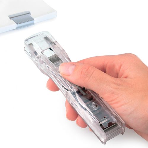 The Rapesco Supaclip provides a quick and easy to way to secure documents. They can be manually removed and are reusable time and time again without damaging, tearing or marking your papers and documents. This handy dispenser comes with 8 stainless steel clips for heavy duty use, with each clip able to bind 10 - 60 sheets of 80gsm paper. Great for colour-coding your filing and documentation.