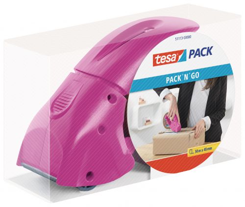 tesa Hand Packaging Tape Dispenser Pink 51113 PK1