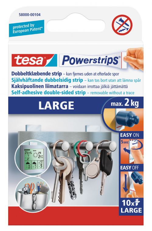 Tesa Powerstrips Large Strips (Pack 10) 58000