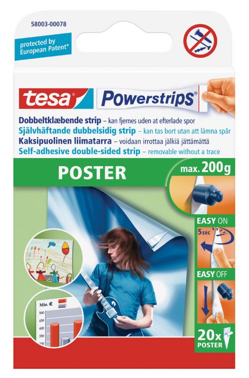 Tesa Powerstrips Poster Strips (Pack 20)