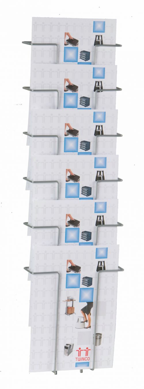 Twinco A4 Wall Literature Holder 6 Compartments Silver