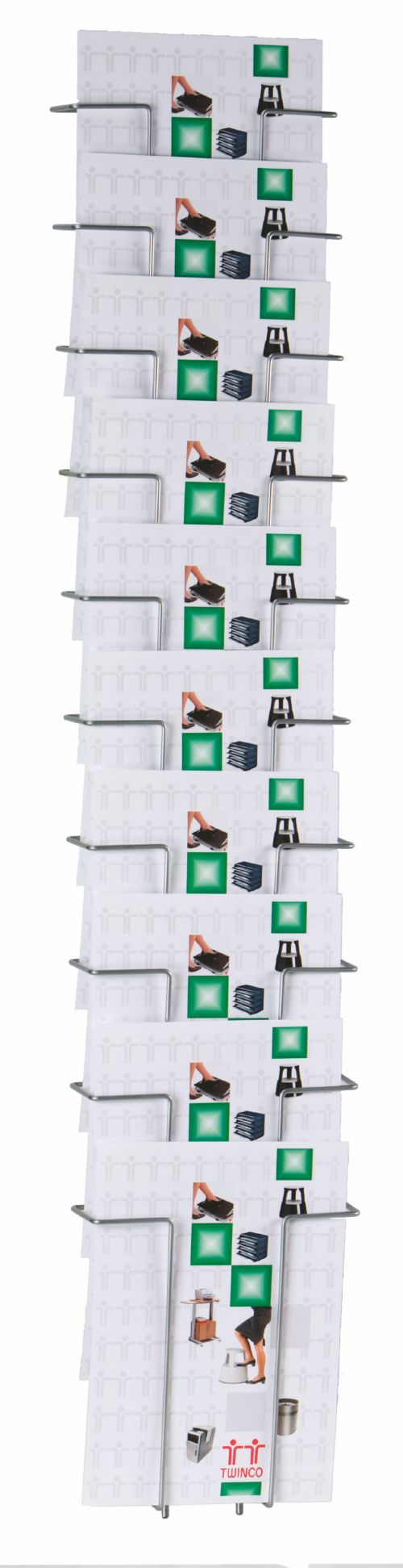 Twinco Wall Mounted Literature Holder A4 10 Pockets Silver