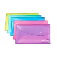 Rapesco Popper Wallet Polypropylene DL Bright Transparent Assorted (Pack 5) - 0690