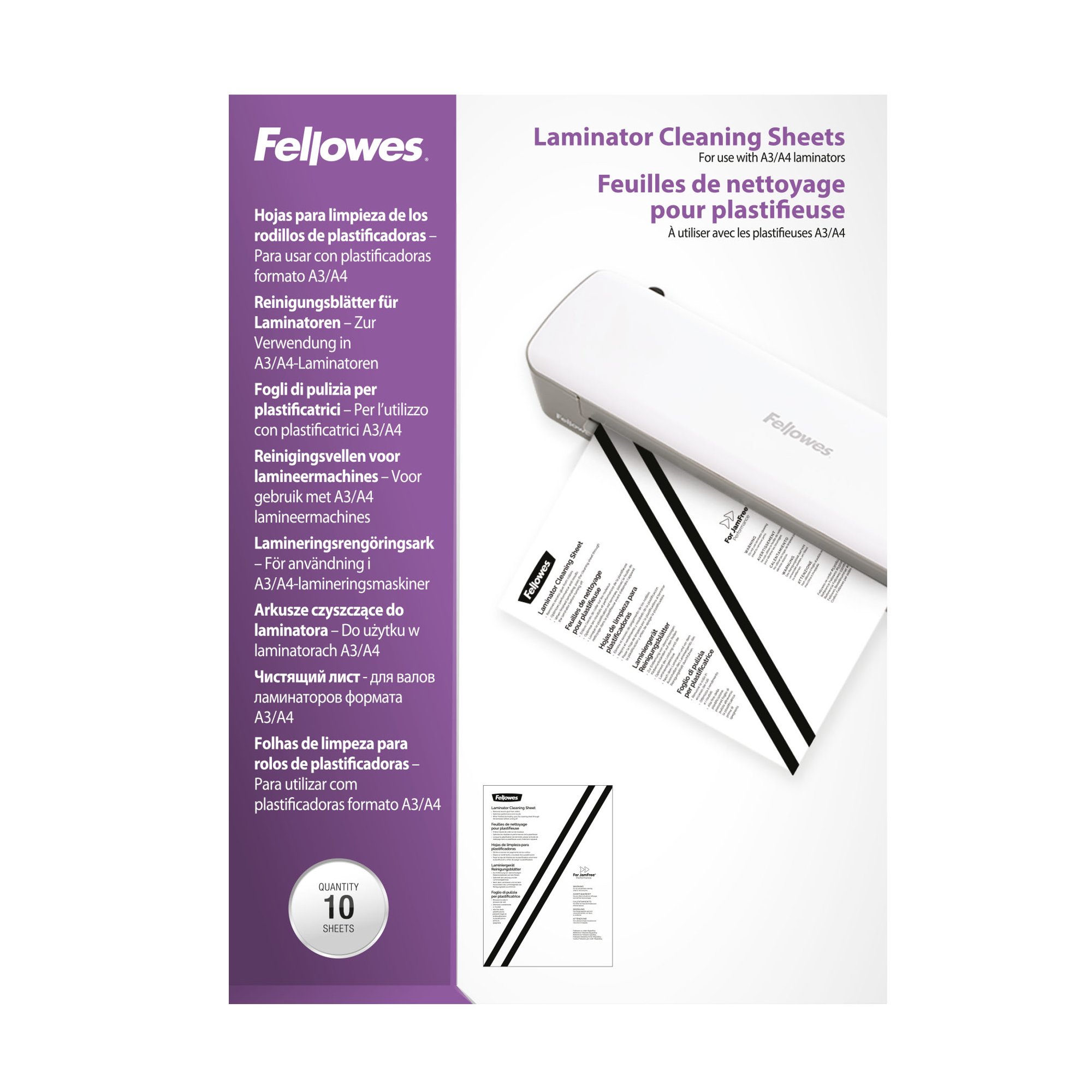 Fellowes A4 Cleaning & Carrier Sheets - Pk10