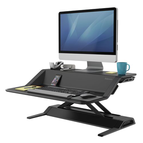 Fellowes Lotus Sit-Stand Workstation Smooth Lift Technology 22 Height Adjustments Black 0007901