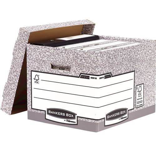 Bankers Box System FSC Standard Storage Box Foolscap Grey/White 00810-FF [Pack 10]