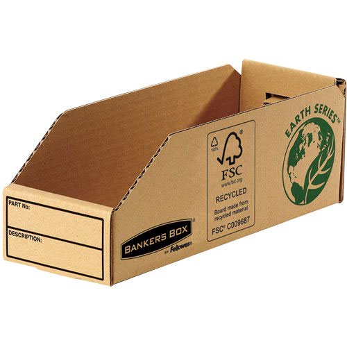 Bankers Box by Fellowes Parts Bin Corrugated Fibreboard Packed Flat W98xD280xH102mm Ref 07353 [Pack 50]