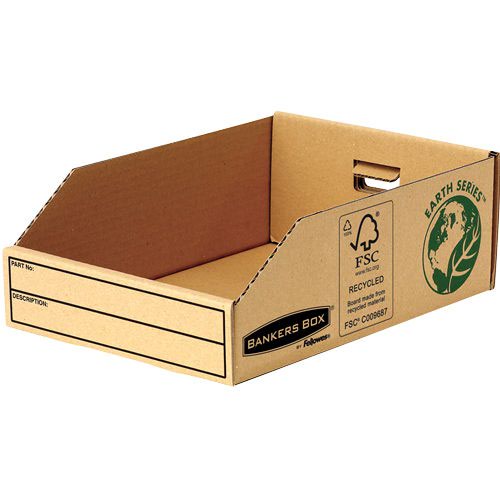 Bankers Box by Fellowes Parts Bin Corrugated Fibreboard Packed Flat W200xD280xH102mm Ref 07355 [Pack 50]