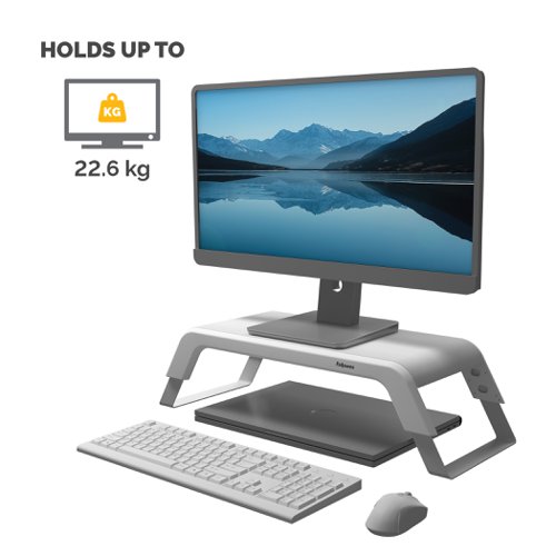 BB79608 | The Fellowes Hana Monitor Support is a wide screen monitor standard with a modern design. Featuring 3 height settings to achieve your perfect viewing height. This support can hold large screens weighing up to 22.6kg. Helps to reduce eye, neck and shoulder strain.