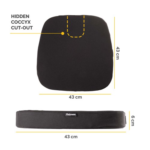 Fellowes Breyta Comfort Seat Cushion With Coccyx Cut Out For Office Chair Black - 100119850