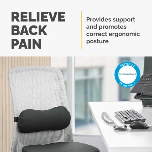 Fellowes Breyta Lumbar Cushion Back Support For Office Chair Black - 100119853