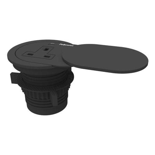 Fellowes Power Spot Type G for 60-80mm Desk Grommet Holes 2m Cable Black - 100136977