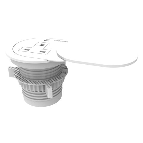 Fellowes Power Spot Type G for 60-80mm Desk Grommet Holes 2m Cable White - 100137176