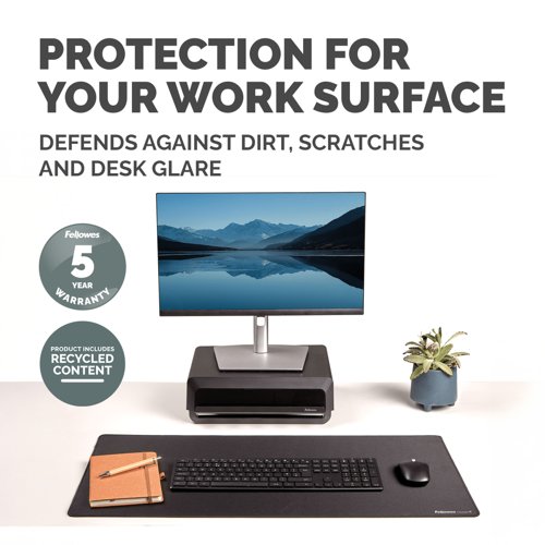 Fellowes Breyta Desk Mat with Antibacterial Protection Black