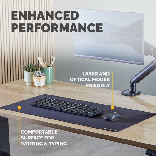 Fellowes Breyta Desk Mat with Antibacterial Protection Black