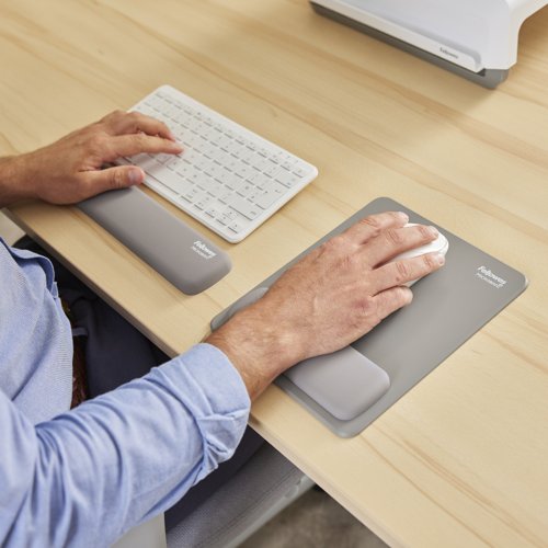 Fellowes Breyta Standard Recycled and Recyclable Antibacterial Mousepad Wrist Rest Grey - 100142556