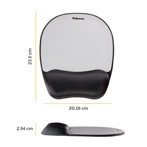 Fellowes Memory Foam Mouse Pad and Wrist Rest Silver 9175801 34766FE