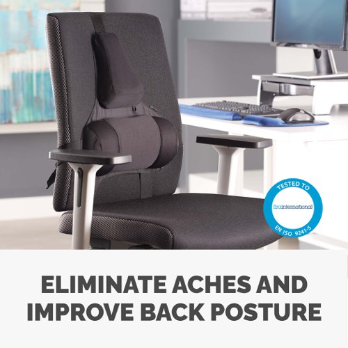Fellowes Ultimate Back Support Tri-Tachment Adjustable Mid-spine/Lumbar Ref8041801