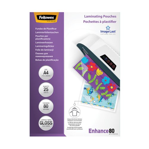 Fellowes ImageLast A4 80 Micron Laminating Pouch - Pack 25