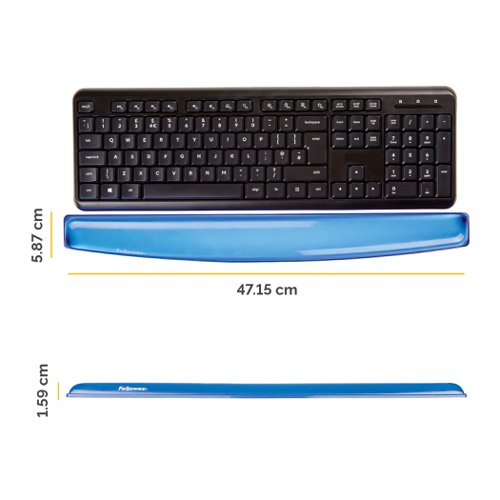 Fellowes Crystal Keyboard Wrist Rest Gel Blue Ref 91137