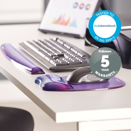 Fellowes Crystal Gel Mouse Pad and Wrist Rest Purple 91441 9144104 34745FE