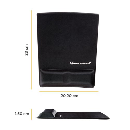 Fellowes Health-V™ Fabrik Mousepad Wrist Support - Black - 710-7843