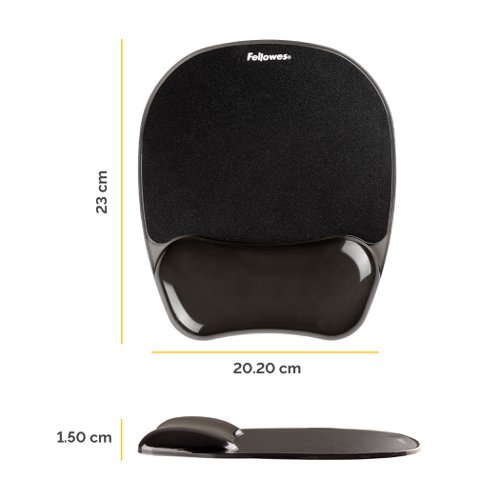 Fellowes Crystal Gel Mouse Pad and Wrist Rest Black 9112101 34675FE