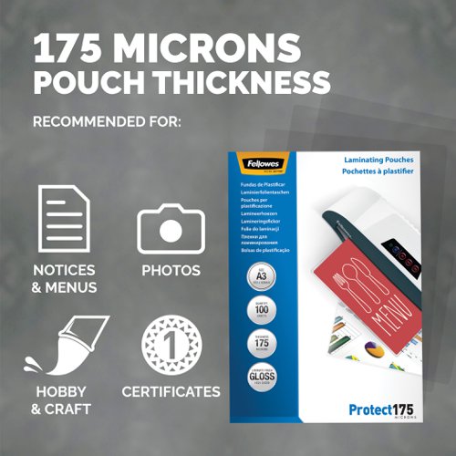 Fellowes A3 Glossy 175 Micron Laminating Pouch - Pack 100