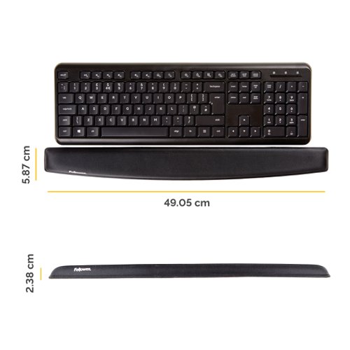 Fellowes Keyboard Wrist Rest Non-skid Memory Foam Black Ref 9178201