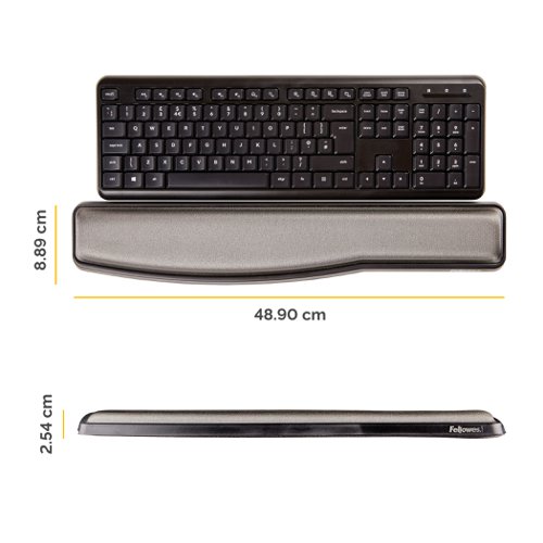 Fellowes Height Adjustable Gel Keyboard Wrist Rest Graphite Ref 9374201